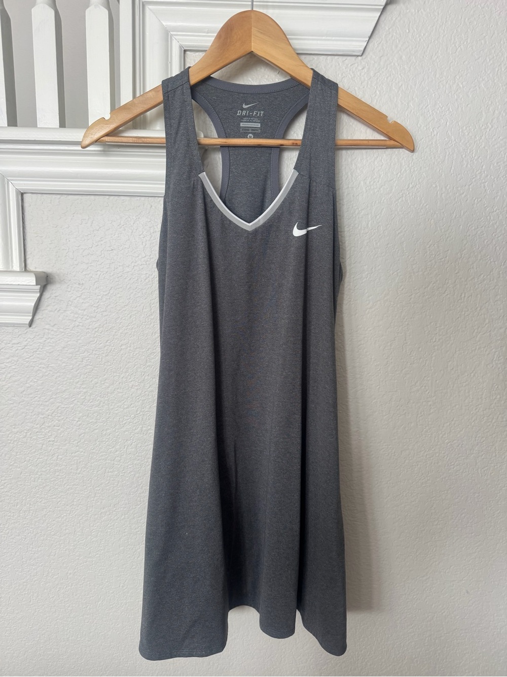 Nike Women’s Gray Athletic Dri-FIT Tank Dress with White Trim
